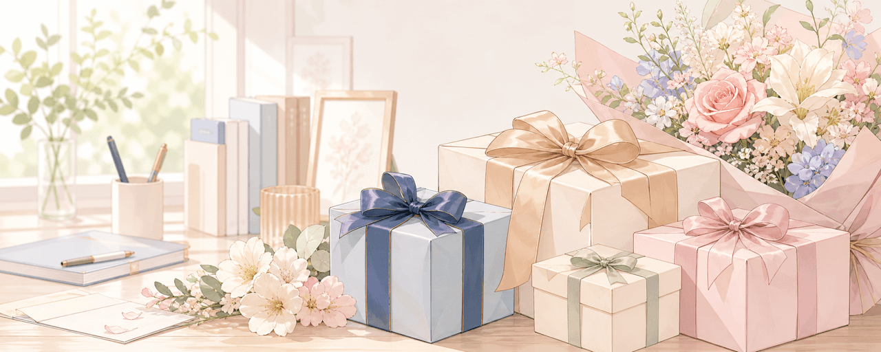 就職・昇進祝いに贈るコーヒーギフトと上質なタンブラーのイラスト