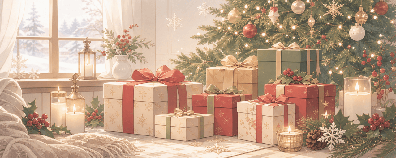 クリスマスプレゼントとして贈るスイーツ・フレグランス・カタログギフトのイラスト